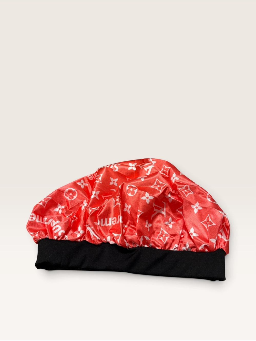 NWOT Source Unknown Red Logo-Print Satin Bonnet